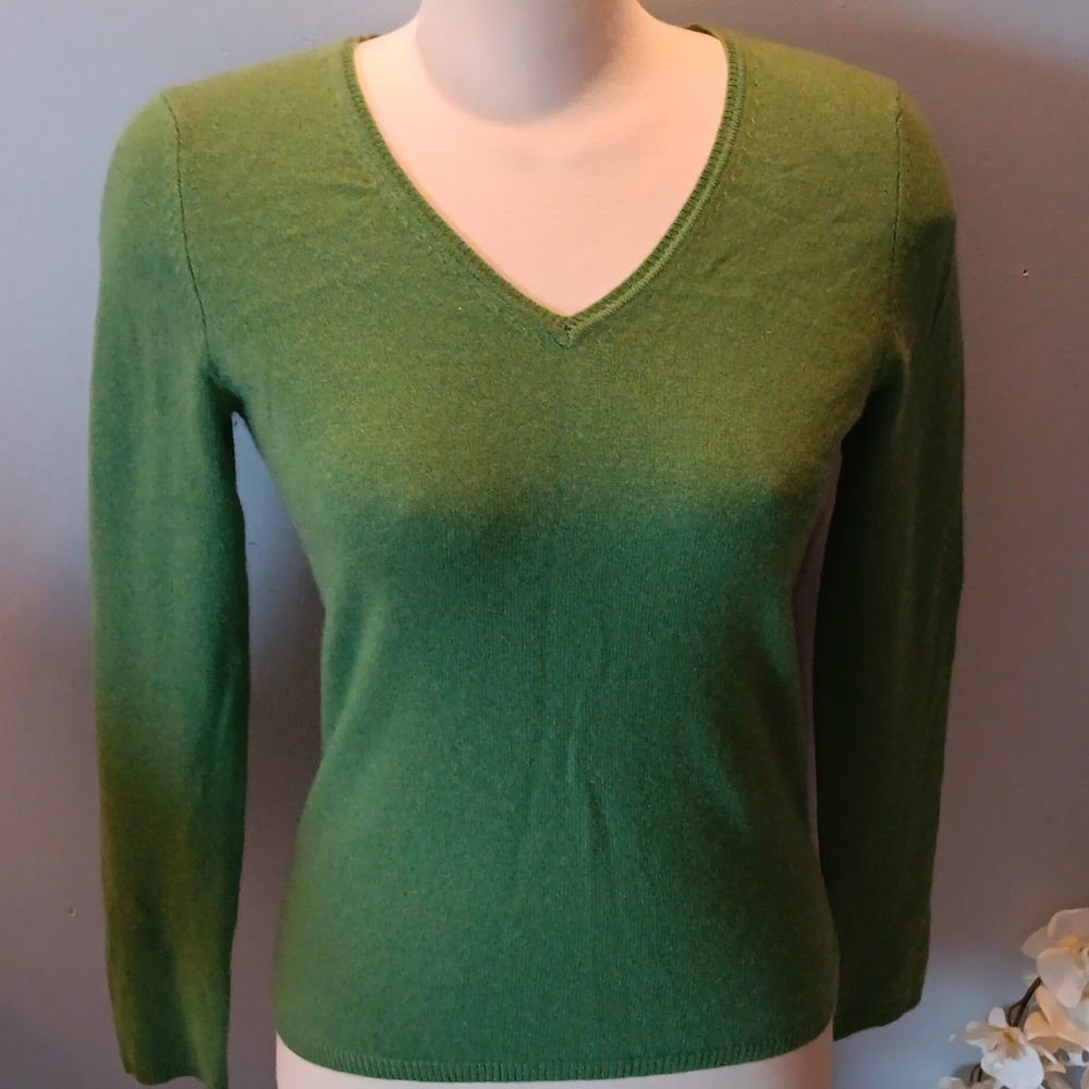 Incashmere moss green v neck sweater